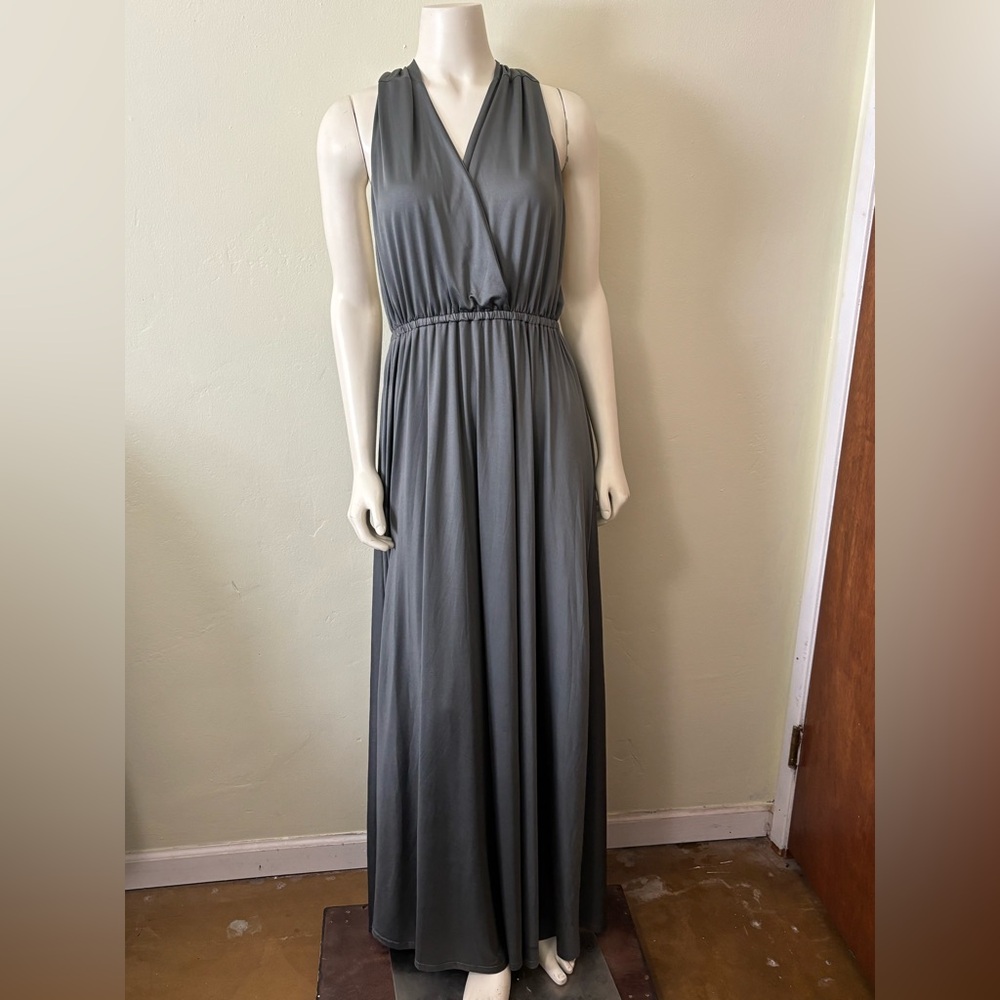 Gray Halter Maxi Sundress for Cocktail Nights